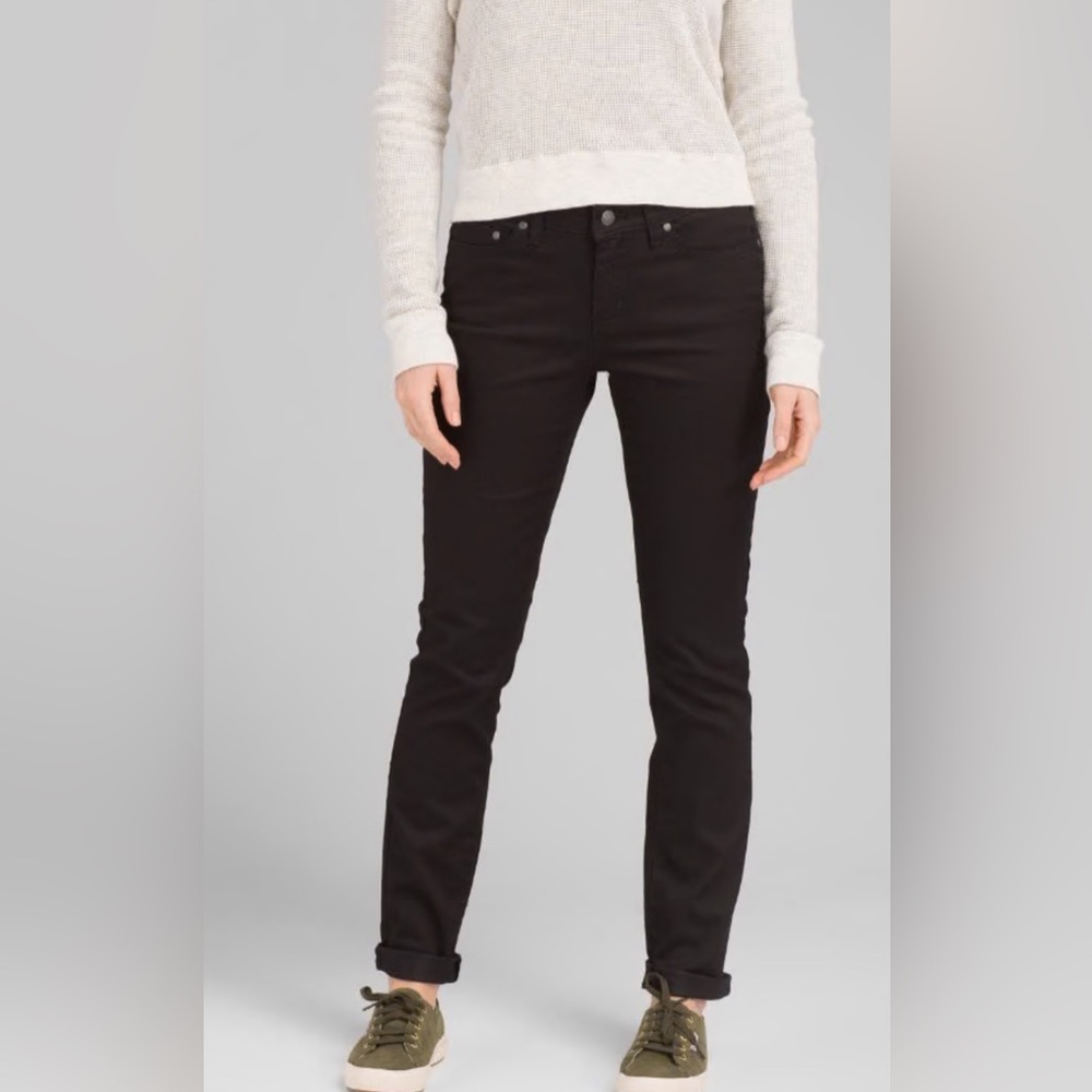 PRANA KAYLA #W4117SHO2 Organic Cotton Black Low Rise Skinny Jeans Size 0 30x29